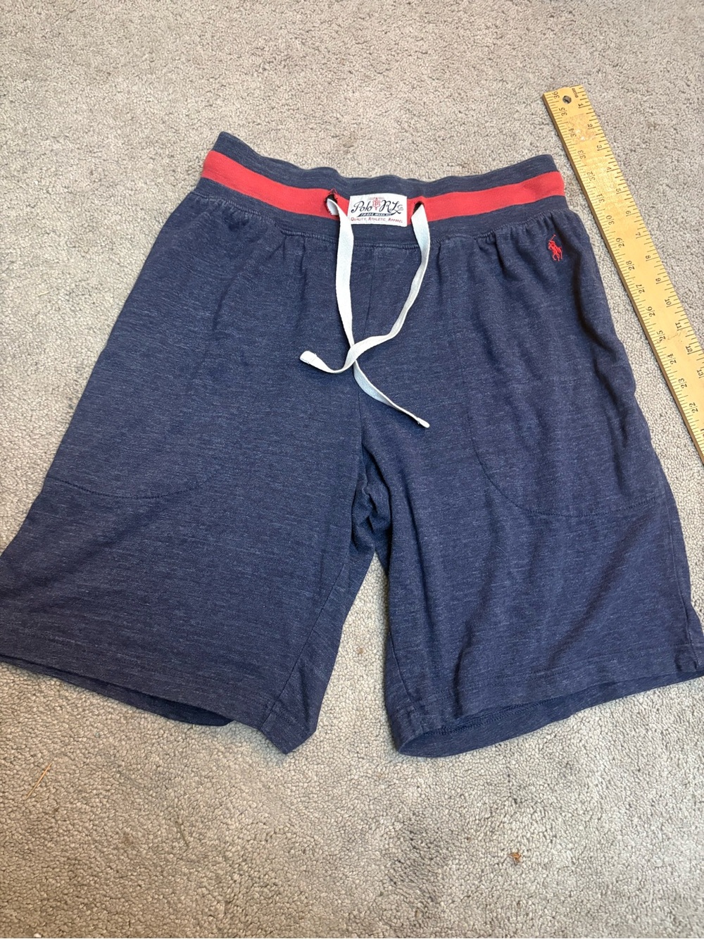 Polo by Ralph Lauren Navy Knit Shorts with Red Waist Trim